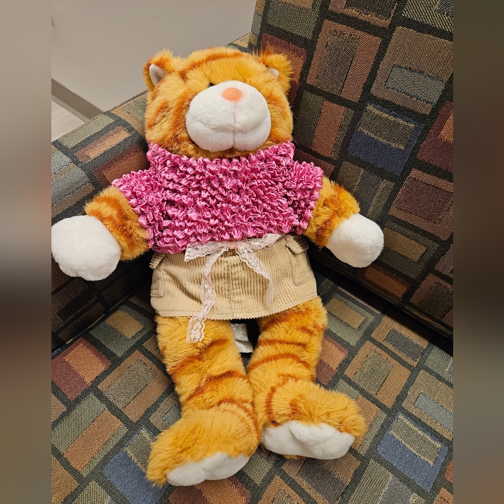 Build-a-Bear Workshop Orange Tabby Cat Plush Stuffed Animal with outfit
